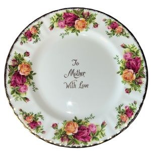 ROYAL ALBERT PLATE OLD COUNTRY ROSES “TO MOTHER WITH LOVE” 1962 VTG BONE CHINA